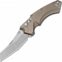 Автоматический складной нож Hogue Wharncliffe EX-A05, клинок Stonewash, сталь 154CM, рукоять пустынный алюминий купить в Домодедове