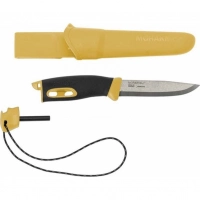 Нож с фиксированным лезвием Morakniv Companion Spark Black Yellow, сталь Sandvik 12C27, рукоять резина/пластик купить в Домодедове