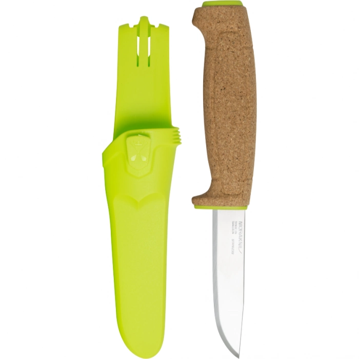 Нож с фиксированным лезвием Morakniv Floating Knife (S) Lime, сталь Sandvik 12C27, пробковая ручка