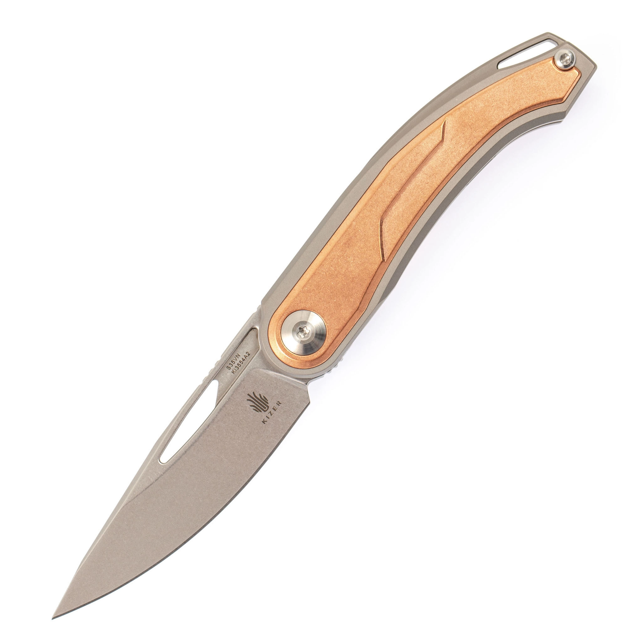 Складной нож Kizer Apus, сталь CPM S35VN, рукоять титан/ Bronze Carbon