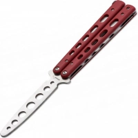 Тренировочный нож-бабочка (балисонг) Balisong Trainer, Boker Plus 01BO712, клинок из нержавеющей стали Zero-ground Plain (без заточки), рукоять стеклотекстолит G10, красный купить в Домодедове