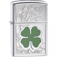 Зажигалка ZIPPO Classic «Клевер» с покрытием High Polish Chrome купить в Домодедове